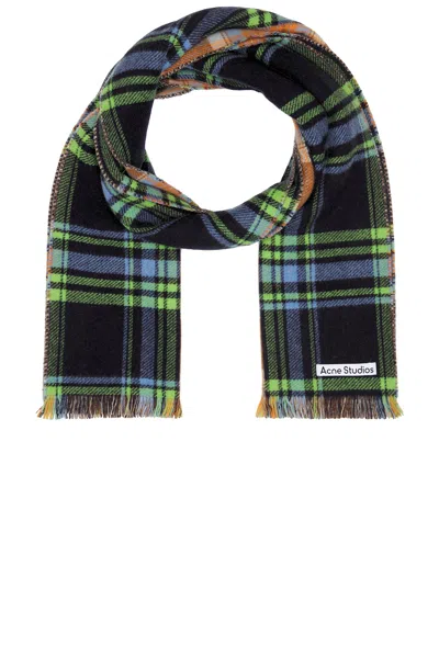 Acne Studios Vorata Scarf In Blue  Green  & Orange