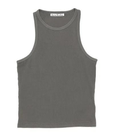 Acne Studios Waffle-knit Cotton Tank Top In Djo Faded Grey