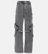 Acne Studios Straight Cargo Jeans In Washed Anthracite