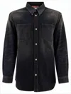 Acne Studios Washed Black Cotton Jacket With Dual Chest Pockets In Black