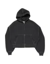 Acne Studios Washed Black Zip-up Stitched Sweatshirt In Black