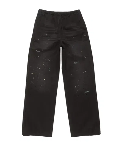 Acne Studios Paint-splatter Organic Cotton Trousers In Brown