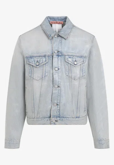 Acne Studios Rye Holo Mermaid Coated Denim Jacket In Light Blue