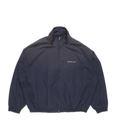 Acne Studios Washed Logo Jacket In Blue