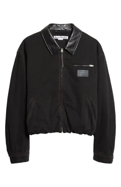 Acne Studios Washed Organic Cotton Twill Bomber Jacket In Black