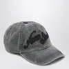 Acne Studios Washed-out Black Baseball Cap With Logo Embroidery Men