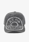 Acne Studios Distressed Curved Brim Hat With Eyelet Vents In Gray