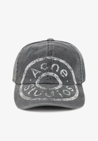 Acne Studios Washed-out Denim Baseball Cap In Black