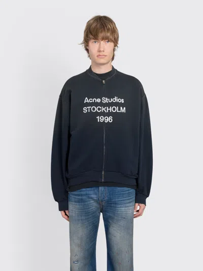 Acne Studios Washed Zip-up Cardigan In Black