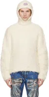 Acne Studios Alpaca Blend Hooded Sweatshirt Men In 100 White
