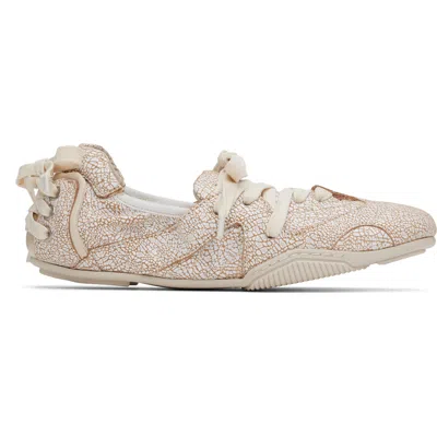 ACNE STUDIOS WHITE & BEIGE LACE-UP LEATHER SNEAKERS