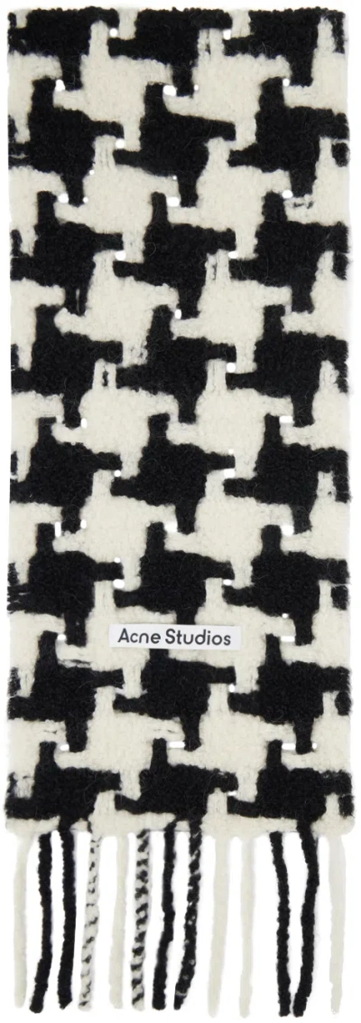 Acne Studios ホワイト＆ブラック 千鳥格子 マフラー In Al4 White/black