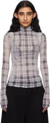 Acne Studios Checked Stretch-jersey Turtleneck Top In J83 Black/white