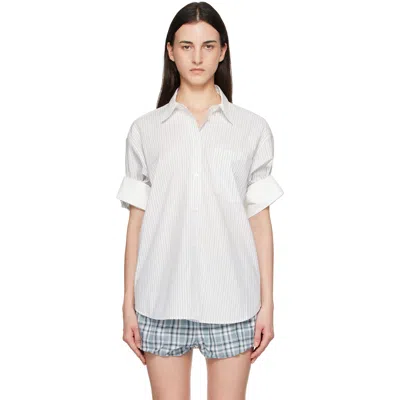Acne Studios White & Gray Supra Stripe Midsummer Shirt