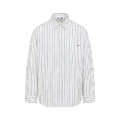 Acne Studios White And Grey Double Sleeve Cotton Shirt