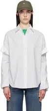 Acne Studios Button-up Layered Shirt In Dif Olive Green/whit
