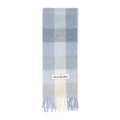 Acne Studios White And Light Blue Alpaca Scarf In Gray