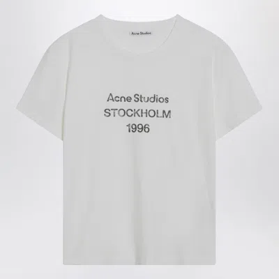 Acne Studios White Cotton T-shirt With Logo Women In Gray