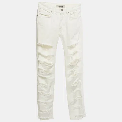 Pre-owned Acne Studios White Denim Distressed Jeans S