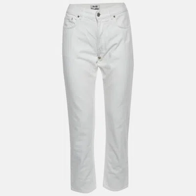 Acne Studios White Denim Straight Leg Boyfriend Jeans M/waist