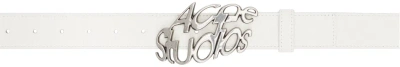Acne Studios White Fish-eye Logo Belt In 100 White