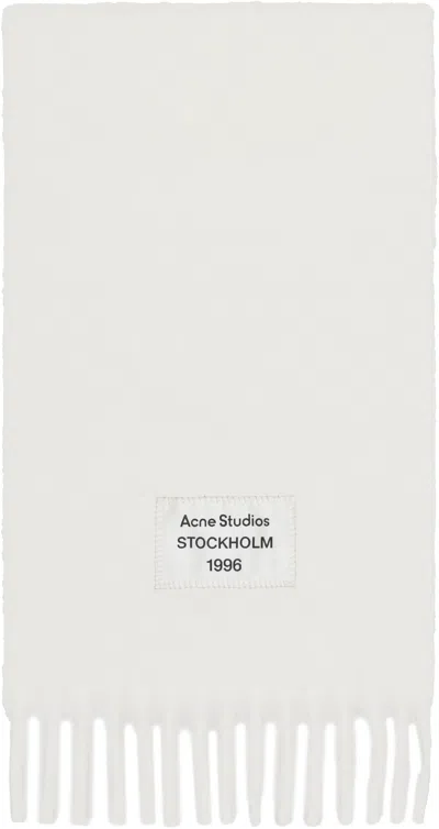 Acne Studios White Fringe Alpaca Scarf In 100 White