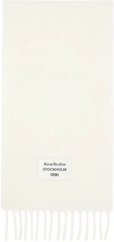 Acne Studios White Fringe Alpaca Scarf In 100 White