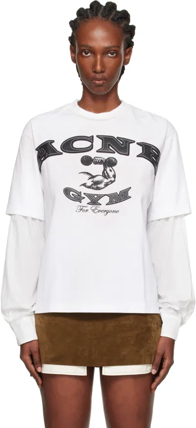 Acne Studios White Layered Logo T-shirt