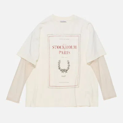 ACNE STUDIOS ACNE STUDIOS WHITE LAYERED T SHIRT WITH PRINT