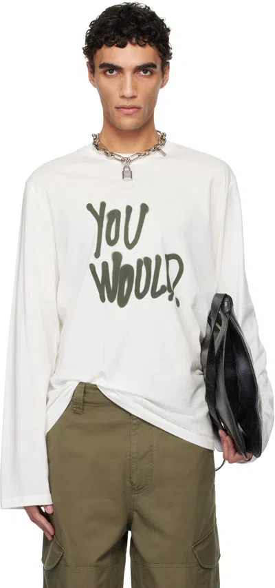 Acne Studios White Logo Long Sleeve T-shirt In 100 White