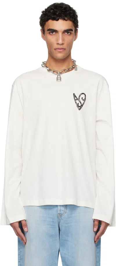 Acne Studios White Logo Long Sleeve T-shirt In 183 Optic White