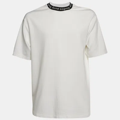 Pre-owned Acne Studios White Logo Neck Intarsia Jersey Oversized T-shirt M