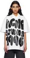 Acne Studios White Logo Relaxed Fit T-shirt In 183 Optic White