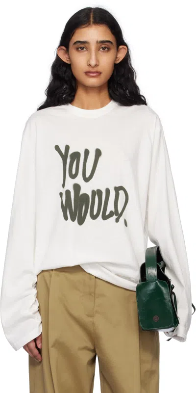 Acne Studios White Long Sleeve Logo T-shirt In 100 White