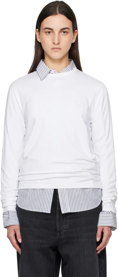 Acne Studios White Long Sleeve T-shirt In 183 Optic White