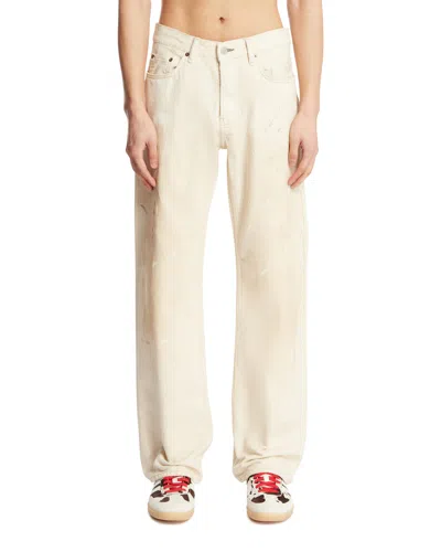 Acne Studios White Painted Detail Jeans In Gold