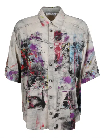 ACNE STUDIOS MEN WHITE PRINTED SHIRT, L LUXURY SHIRTS FOR MEN DARVEYS
