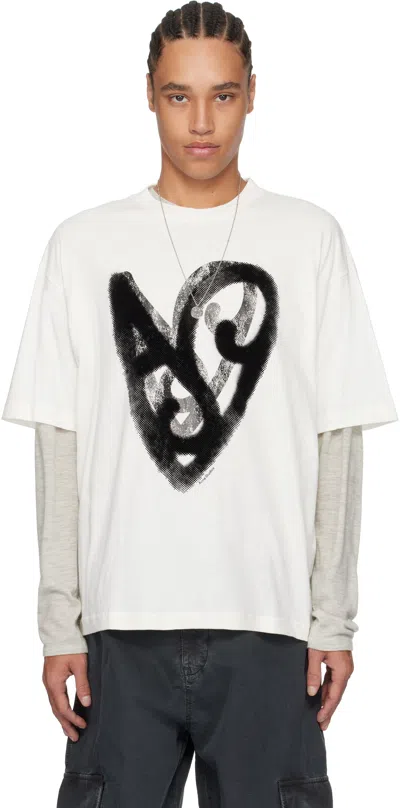 Acne Studios White Printed T-shirt In Optic White