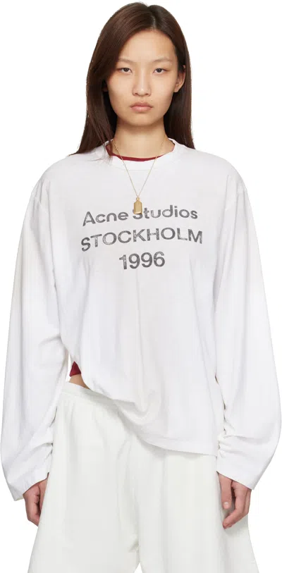 Acne Studios White Relaxed Fit Logo T-shirt