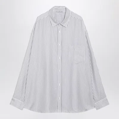 Acne Studios White Striped Lyocell Shirt In Gray