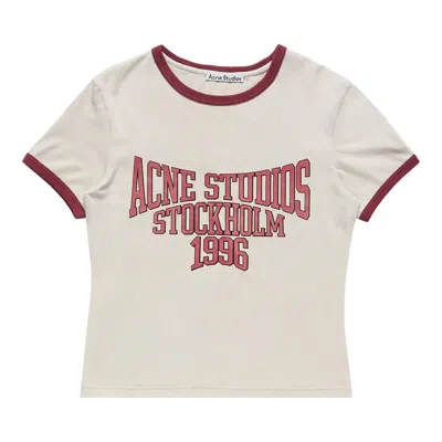 Pre-owned Acne Studios White/burgundy Graphic T-shirt 'off White/burgundy' | Men's Size M