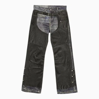 Acne Studios Wide Denim Jeans With Print In Blue