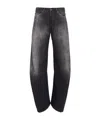 Acne Studios 2006 Paint-splattered Low-rise Barrel-leg Jeans In Black