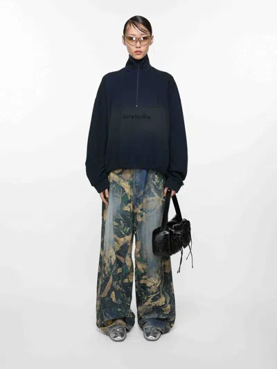 Acne Studios Wide Leg Denim Jeans In Brown