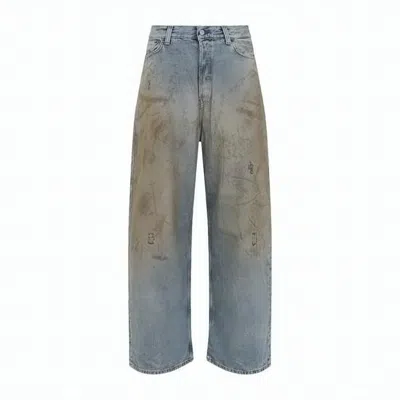 Acne Studios Wide-leg Denim Pants With Distressed Details In Blue
