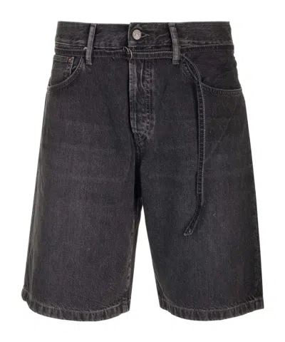 Acne Studios Wide-leg Denim Shorts In Black
