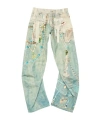 Acne Studios Womens White Green Graphic-print Wide-leg Denim Jeans In Blue