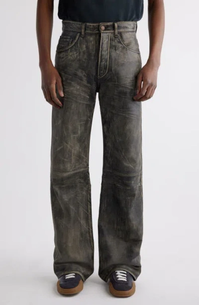 Acne Studios Wide Leg Leather Pants In 900 Black