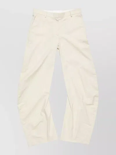 Acne Studios Wide Leg Pants Belt Loops Side Pockets In White