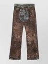 Acne Studios Wide Leg Patchwork Jeans With Button And Loops In Green